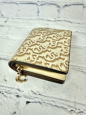 Coach Chalk Monogram Print Snap Wallet With C Charm